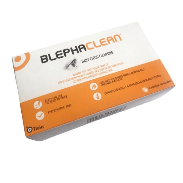 This is an image of a pack of BLEPHACLEAN sterile wipes.