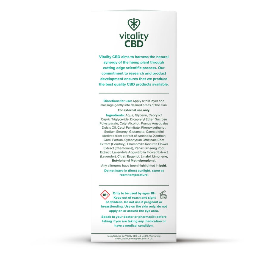 Vitality CBD Body Cream | PostMyMeds Ltd