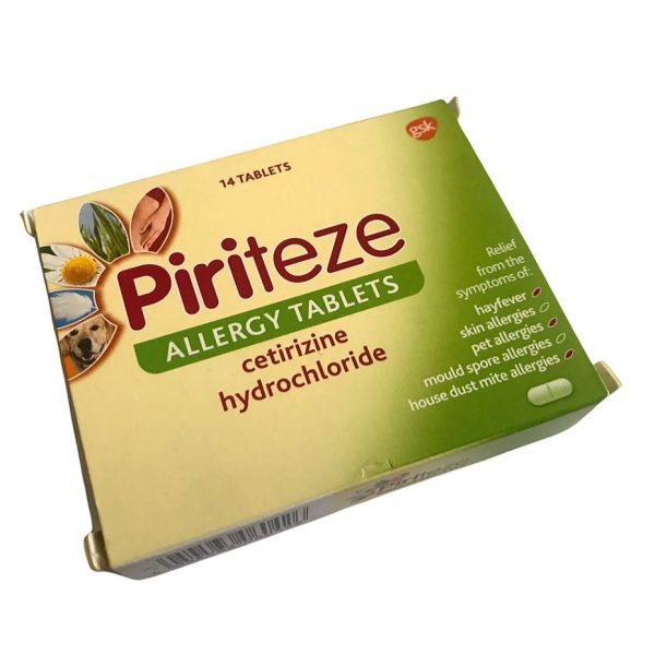 This is an image of a box of Piriteze allergy tablets.
