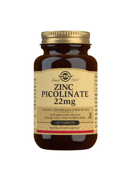 Solgar Zinc Picolinate 22 mg Tablets – Pack of 100